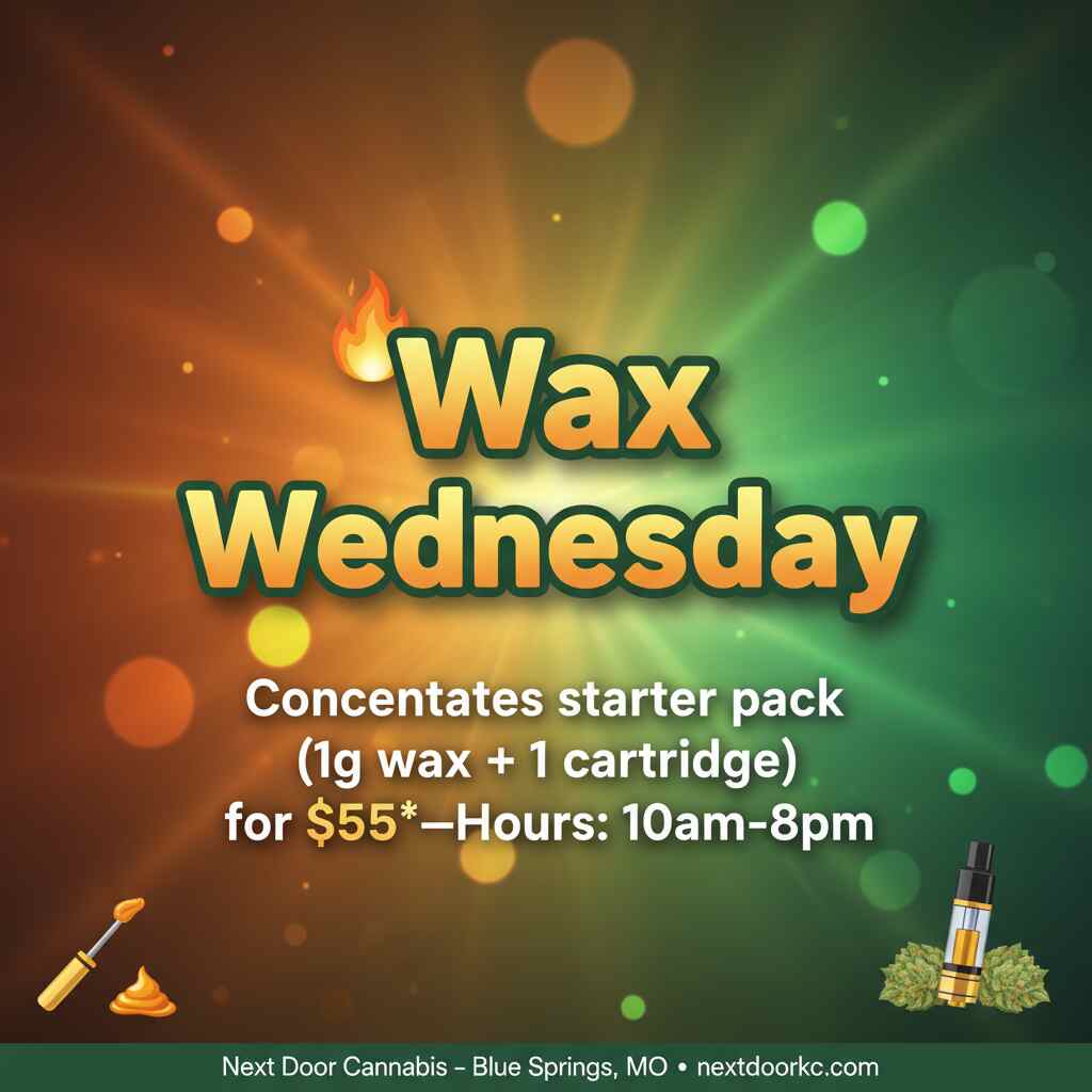 Wax Wednesday Text promoting "Wax Wednesday" with details about a starter pack offer and hours.